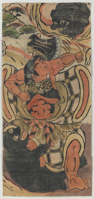 Banner, das Kintaro im Kampf mit Bären darstellt von Unknown artist