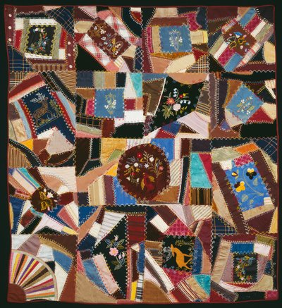 Bettüberwurf (Crazy Quilt) von Unknown artist