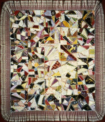 Bettüberwurf (Crazy Quilt) von Unknown artist