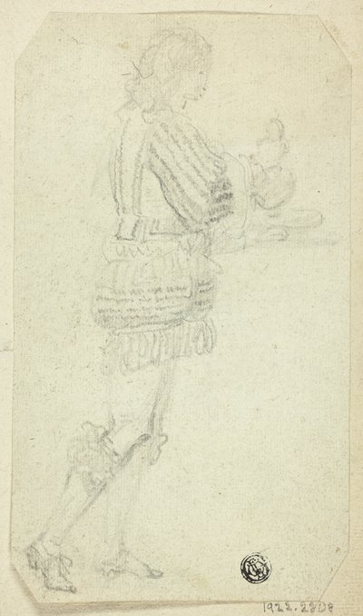 Junge in historischer Kleidung mit Gegenstand von Unknown artist