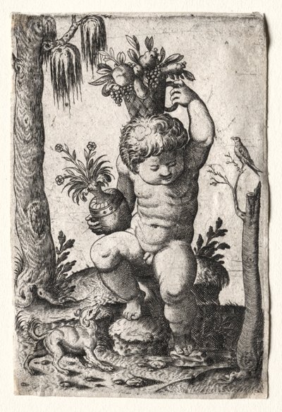 Junge mit Obstkorb von Unknown artist