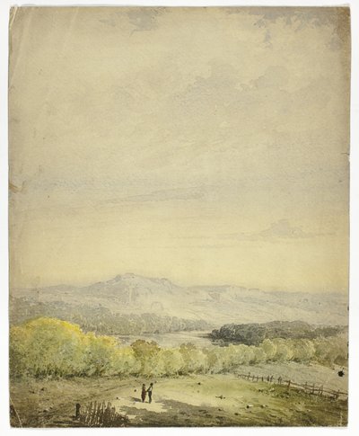 Paar, das sich auf einem Feld an den Händen hält von Unknown artist