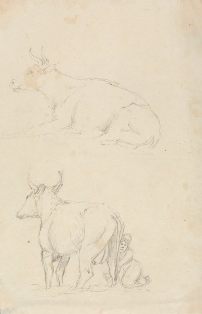 Kühe und Milchmädchen von Unknown artist