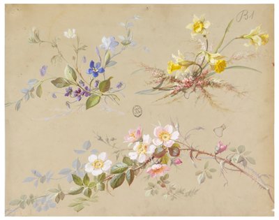 Entwurf für Tapeten und Textilien: Blumen von Unknown artist