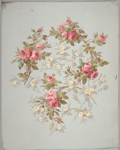 Entwurf für Tapeten und Textilien: Blumen von Unknown artist