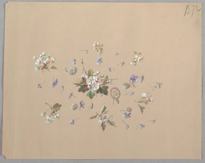 Entwurf für Tapeten und Textilien: Blumen von Unknown artist