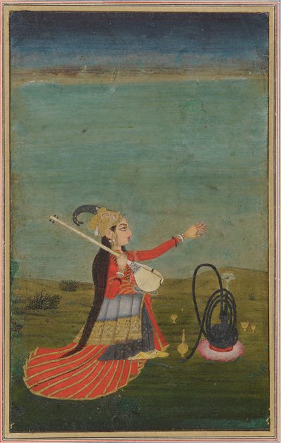 Weibliche Darstellerin mit Tanpura von Unknown artist