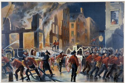 Feuer und Feuerwehrleute in New York von Unknown artist