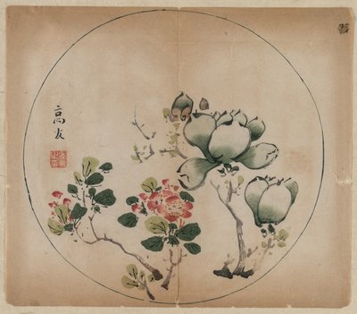 Blühende Magnolie und Pfirsichblüten von Unknown artist