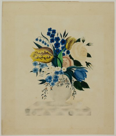 Blumen in einer Marmorvase von Unknown artist