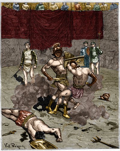 Gladiatorenkampf. Gravur des 19. Jahrhunderts von Unknown artist