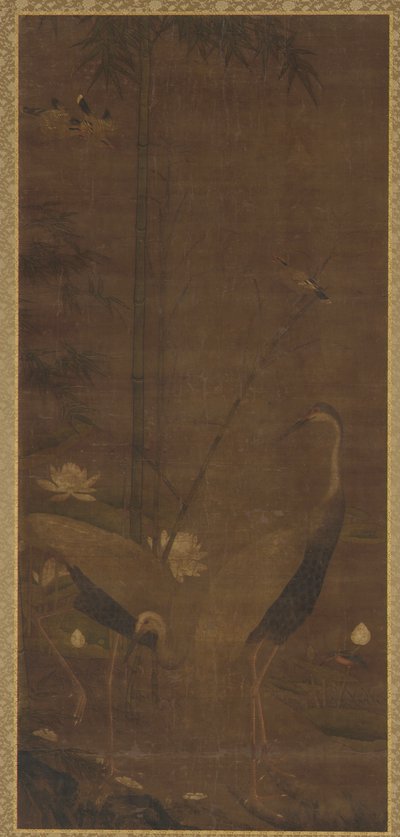 Reiher, Lotus und Bambus von Unknown artist