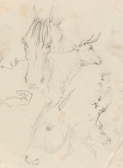 Pferde, Kuh und Männer von Unknown artist