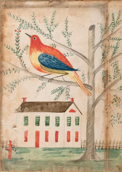 Haus und Vogel auf einem Baum von Unknown artist