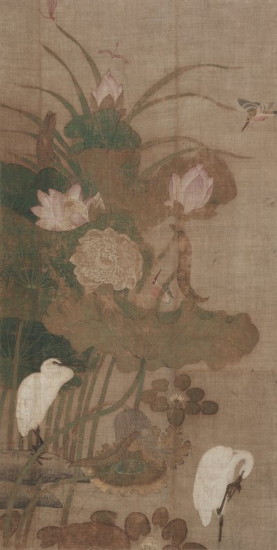 Lotusblumen, Insekten und Vögel von Unknown artist