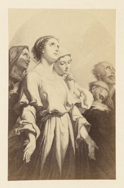 Gemälde einer Frau mit nach oben gerichteten Handflächen von Unknown artist