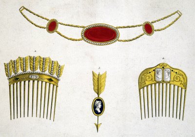 Kostbare Kämme und Nadeln, um 1810 von Unknown artist