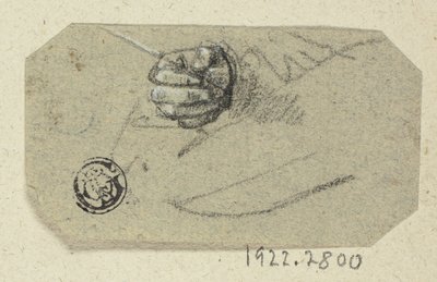 Rechte Hand, die ein Zeichenwerkzeug hält von Unknown artist