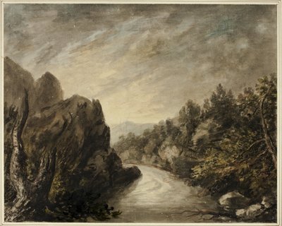 Fluss im felsigen Tal von Unknown artist