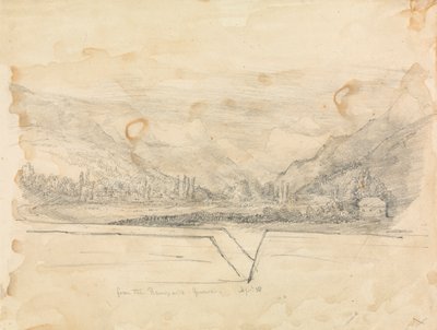 Ländliche Landschaft mit Bergen in der Ferne von Unknown artist