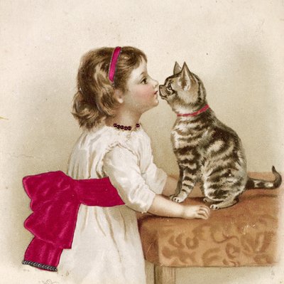 Begrüßung der Katze (viktorianische Postkarte) von Unknown artist