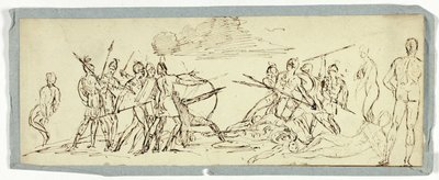 Skizze einer Kampfszene (recto); Fregatte (verso) von Unknown artist