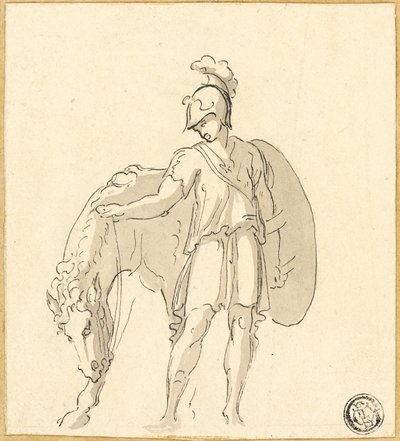 Stehender Krieger und Pferd von Unknown artist
