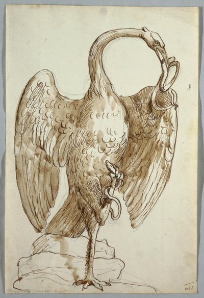 Schwan und zwei Schlangen von Unknown artist