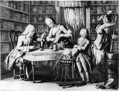 Der Apotheker. Gravur aus dem 19. Jahrhundert von Unknown artist