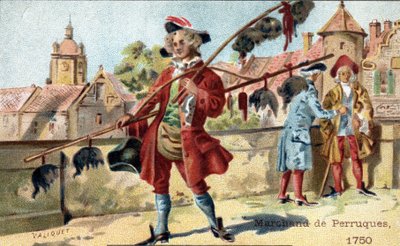 Das Handwerk des Perückenhändlers im Jahr 1750. von Unknown artist