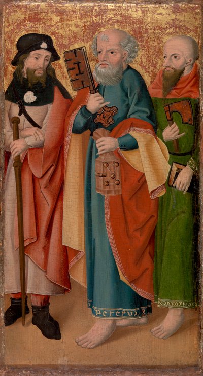 Drei Apostel mit Stock, Schlüssel und Axt von Unknown artist