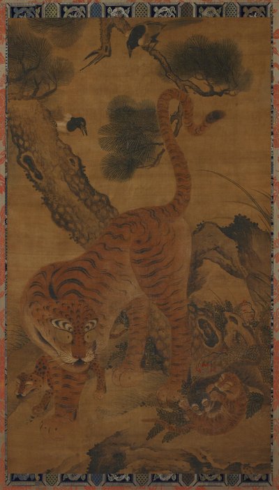 Tiger mit Jungen und Elstern von Unknown artist