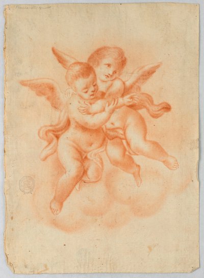 Geflügelte Putten in Wolken von Unknown artist