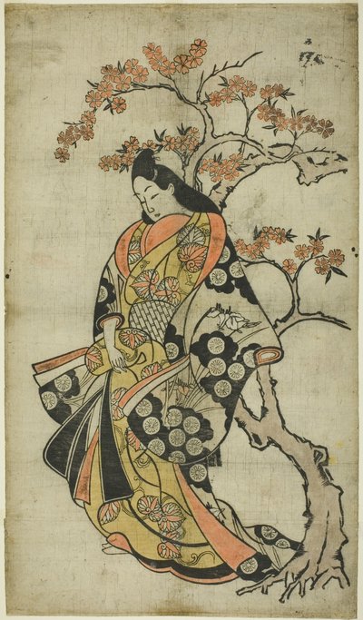 Frau neben einem Kirschbaum von Unknown artist