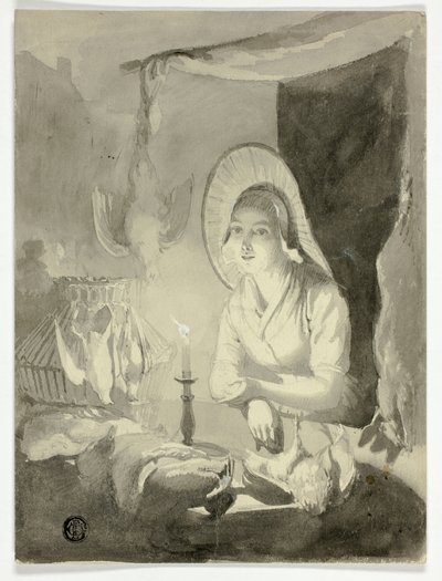 Frau, die Geflügel zubereitet von Unknown artist