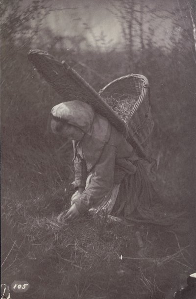 [Frau mit Korb auf dem Rücken] von Unknown artist