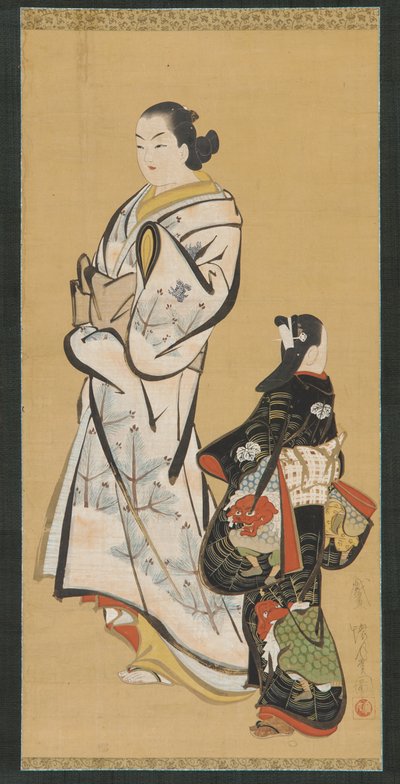 Yujo und ein Mädchen (kamuro) von Unknown artist