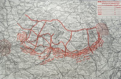 Karte, die den deutschen Vormarsch nach Frankreich darstellt von Unknown photographer