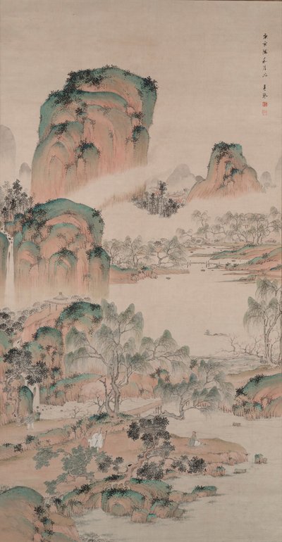 Frühlingslandschaft im Blau-Grün-Stil von Uragami Shunkin