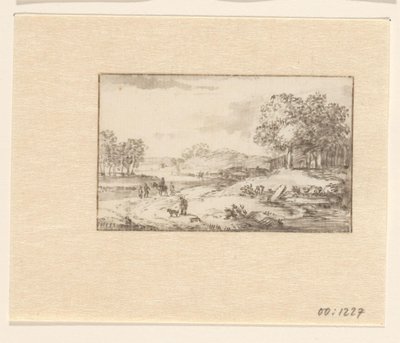 Landschaft mit Reiter auf einem Sandweg von Valentijn (possibly)