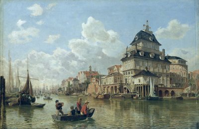 Das Bootshaus am Hamburger Hafen, 1850 von Valentin Ruths