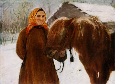Frau mit einem Pferd von Valentin Serov