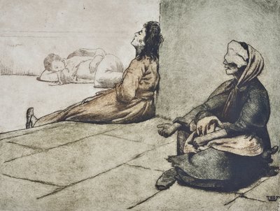 Neapolitanische Bettler (Zeichnung) von Valère Bernard
