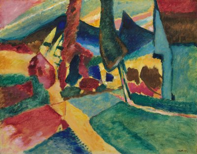 Landschaft mit zwei Pappeln von Wassily Kandinsky