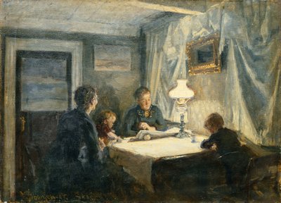 Abend in Skagen (Die Familie des Künstlers) von Viggo Johansen