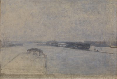 Der Hafen von Kopenhagen, gesehen von Kvæsthusgade von Vilhelm Hammershøi