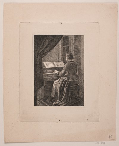 Porträt der Frau des Malers, Klavier spielend von Vilhelm Kyhn