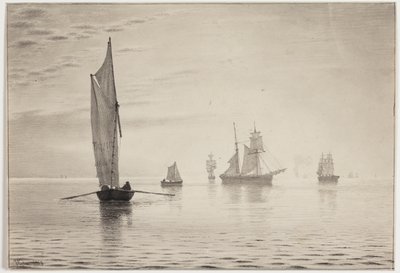 Schiffe bei ruhigem Wetter auf dem See von Vilhelm Kyhn