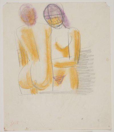 Kompositionsstudie mit 2 stehenden, nackten Frauen von Vilhelm Lundstrøm