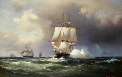 Rahsegler auf hoher See von Vilhelm Melbye